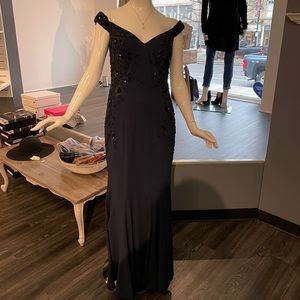 Beaded Navy Pronovias Gown